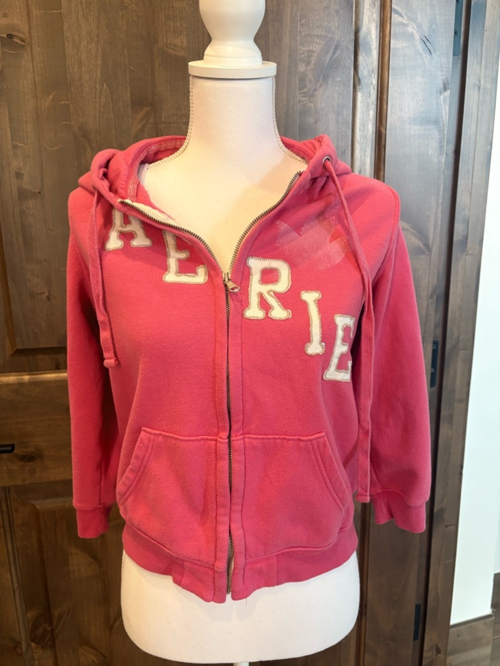 Y2K Vintage Aerie Hot Pink Fleece Zip Hoodie with Logo Patch